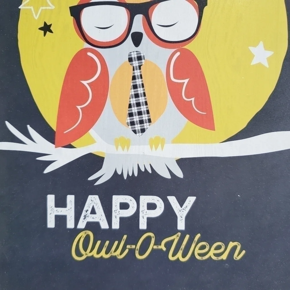 Halloween Wall Table Box Decor Smell My Feet Witch Happy Owl O Ween 2 Pc Set
